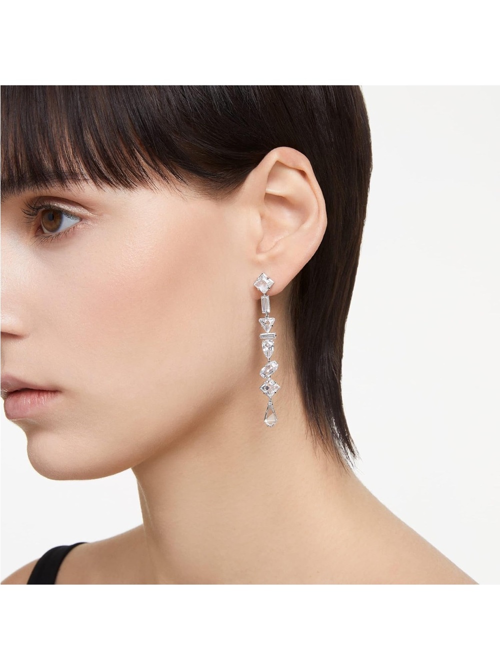 Swarovski Clear Multi-Shape Linear Mesmera Drop Earrings - New - Picture 7 of 8